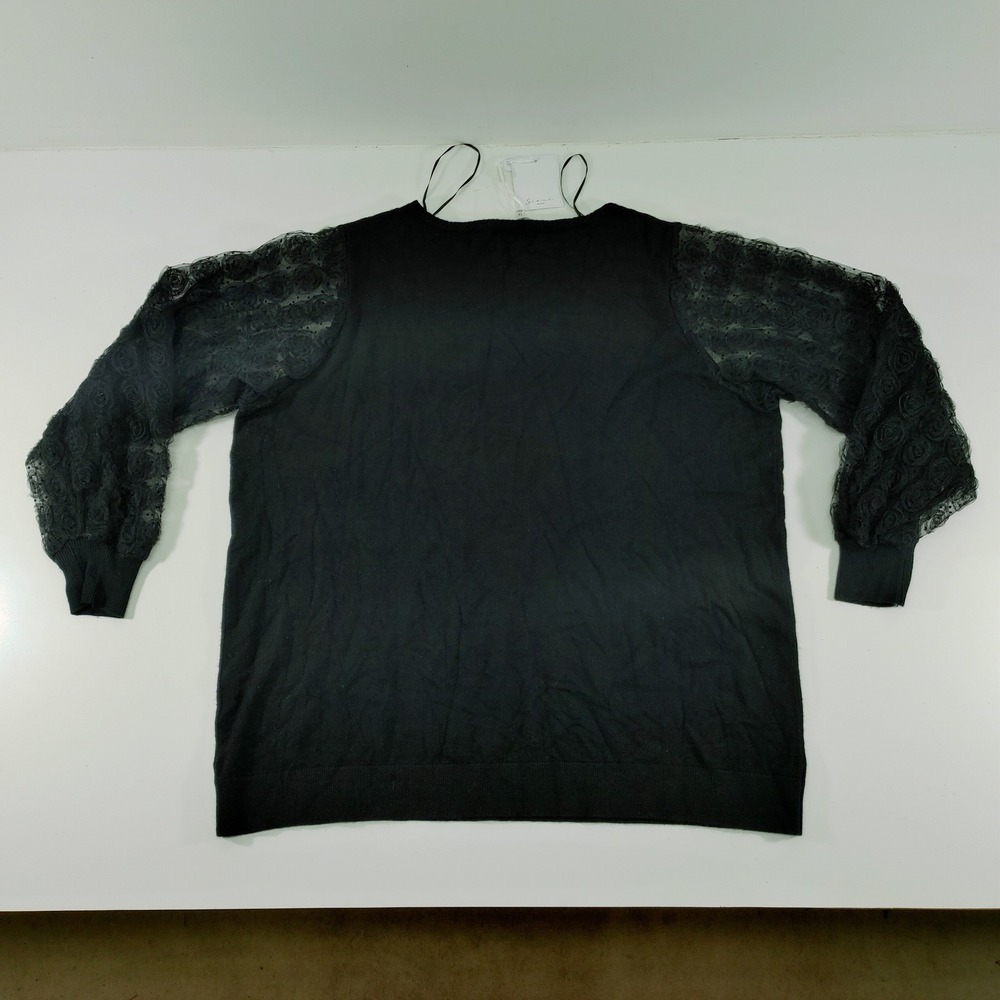 Sioni Milano Black Lace Sleeve Pullover Top Plus Size 1X New with Tags - Picture 2 of 8